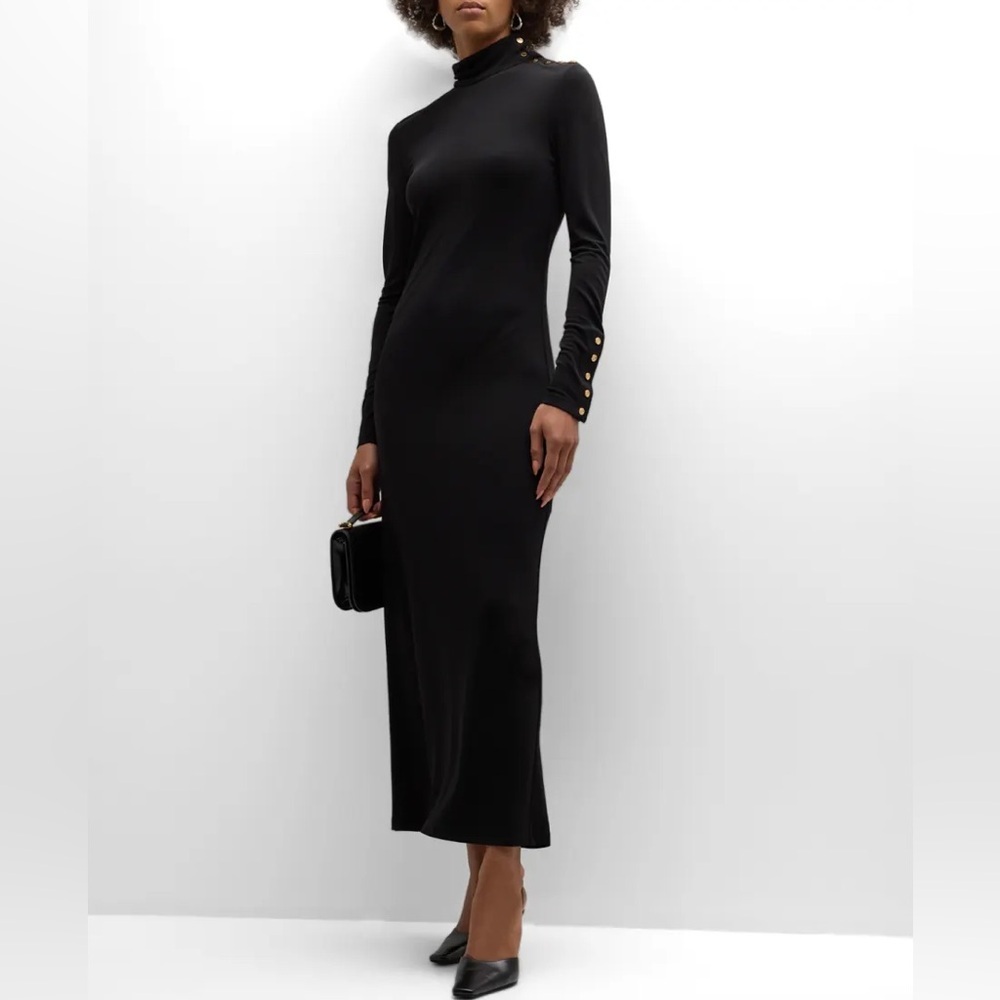 Tory Burch Turtleneck Dress gold buttons black perfect condition smoke pet free